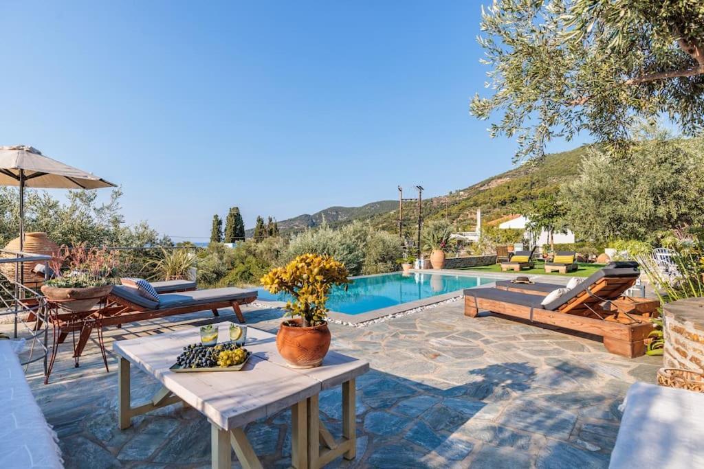 Skopelos Blue Heaven Pool Villa In Olive Grove Екстериор снимка