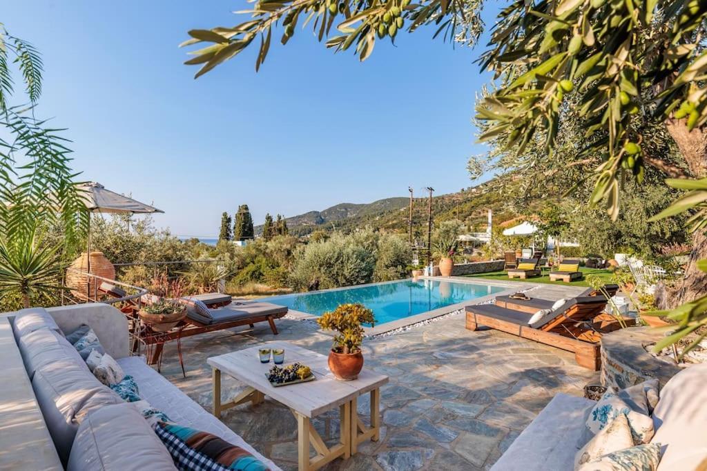 Skopelos Blue Heaven Pool Villa In Olive Grove Екстериор снимка