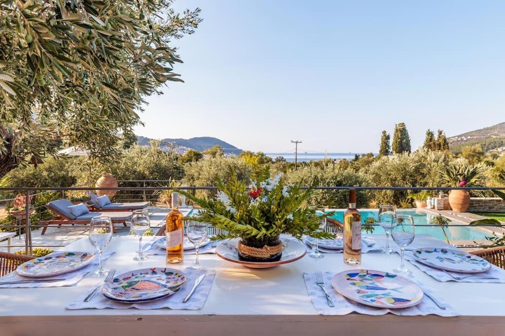 Skopelos Blue Heaven Pool Villa In Olive Grove Екстериор снимка